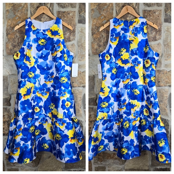NWT Julia Jordan Floral Print Twill Ruffle Dress - Picture 2 of 10